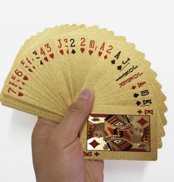 24K Gold Playing Cards Poker Game Deck Gold Foil Poker Set Plastic Magic Card Waterproof Cards Magic NY0868195157