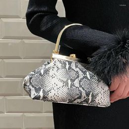 Drawstring Fashion And High Quality Snake Pattern Women Handbag Simple Retro Handheld Crossbody Bag Casual Tote