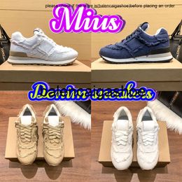 miui Designer Mius 574 2023 denim sneakers Casual Shoes Fashion women Sneaker Colonial Beige Royal Blue White Newest womens Trainers size 35-40 miumiuss