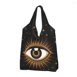 Storage Bags Recycling Evil Shopping Women Tote Bag Portable All Seeing Eye Art Grocery Shopper