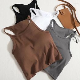 Women's Tanks Women All-match Off Shoulder Comfortable Tank Top Outer Wear Summer Casual Camis With Bra Pad Underwear Fitness Solid Base