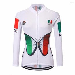 Racing Jackets Cycling Jersey Women's Bike Long Sleeve Ladies MTB Top Maillot Bicycle Road Mountain Sports Shirts Butterfly Pink