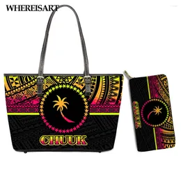 Shoulder Bags WHEREISART Style Women Totes Bag Golden Chuuk Polynesian Tribal Pattern 3D Print Large Capacity Handbag And Purse