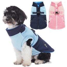 Dog Apparel Winter Pet Two-Tone Chest Zipper Padded Coat Jacket Cozy And Warm Puppy Onesie Vest Jumper Cat Windproof Down Sweater Hoodie