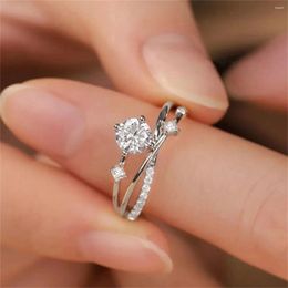 Cluster Rings Fashion Silver Color Space Planet Track Finger For Women Creative Shiny Zircon Universe Ring Luxury Personality Jewelry