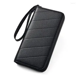 Wallets Men Fashion Long PU Leather Top Quality Card Holder Large Capacity Handbag Business Embossed Zipper Clutch Bag 2024