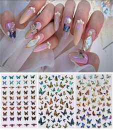 Holographic 3D Nails Stickers Nail Art Butterfly Sticker Decal Butterflies Acrylic Designs Manicure Decoration Tool8040582