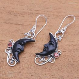 Dangle Earrings Unique Personalised Hollow Carved Black Moon Sun Face Pendant For Women Fashion Halloween Easter Jewellery Gifts