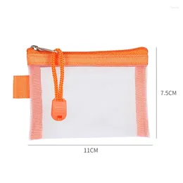 Storage Bags 1PC Transparent Nylon Mesh Card Bag Credit ID Organiser Portable Coin Purse Lipstick Earphone Data Line Key