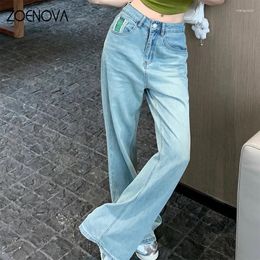 Women's Jeans ZOENOVA Harajuku Fashion Micro Flared Loose Straight Wide Leg Pants 2024 Spring Autumn Lady Casual Y2K Denim Jean