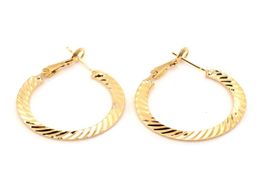 Fashion 14 K Fine Gold GF Hoop Earrings For Women Elegant Metal Round Circle Ear Vintage Jewellery Gift3033669