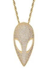 Hip Hop Claw Set CZ Stone Bling Iced Out Solid Alien Pendants Necklaces For Men Rapper Jewellery Drop Pendant5234117