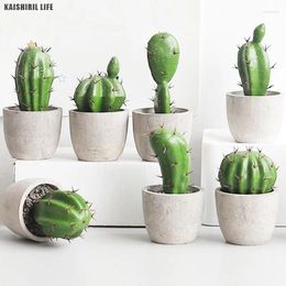 Decorative Flowers Cactus Artificial Plants With Pot Fake Bonsai Home Decor For Living Room 2024 Teens Green Plantas Artificiales Decoration