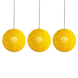 Table Lamps 3X Yellow Bamboo Rattan And Ball Chandelier Individual Creativity Spherical Nest Lampshade