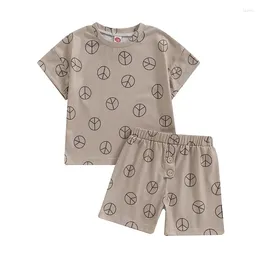 Clothing Sets Baby Boys Summer Outfits Bus Ball Print Short Sleeves T-Shirt And Elastic Shorts Set For 2 Piece Vacation Clothes