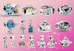 Real 925 Sterling Silver Alice charm tea party bead Fit Original Bracelet women Jewellery gift6612431