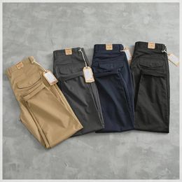 Men's Pants Thin Stretch Casual Simple Fashion Five-bag CHINO Work Business Solid Color Straight Tube Micro-cone Long