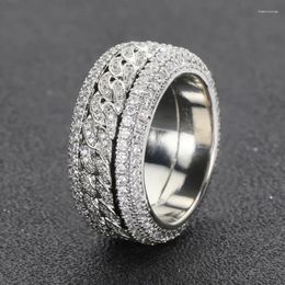 Cluster Rings Moissanite Diamond Shape Cuban For Men S925 Sterling Silver Gold 3 Layers Hip Hop Goregous Sparkling Jewellery