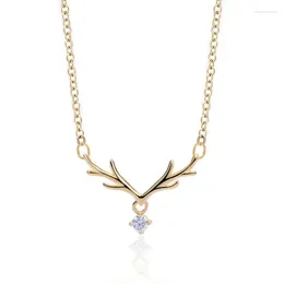 Pendants Korean Version Trendy Deer Antler Necklace Women's Sterling Silver Exquisite Gift