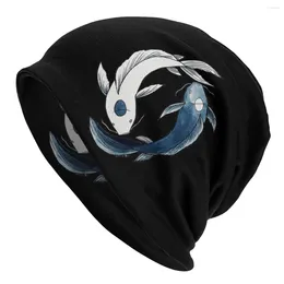 Berets Tui And La Yin Yang Koi Bonnet Hat Tai Chi Knitting Hats Goth Outdoor Skullies Beanies Men's Adult Warm Thermal Elastic Cap