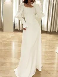 Casual Dresses Yeezzi Female Elegant Wedding Banquet Princess Dress 2024 Spring Puff Sleeves Solid Colour Square-Neck Party A-Line