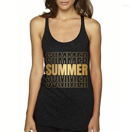 Women's Tanks Woman Clothing SUMMER Golden Yellow Pattern Printed Vacation Casual Tops Racerback Tank Top Holiday Youthful Clothes