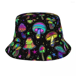 Berets Unisex Mushrooms Bucket Hat Magic Pattern Breathable Fisherman Hats Spring Trendy Hunting Caps Hawaii Design Sun