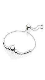 New Real 925 Sterling Silver Bracelet String Of Beads Sliding Adjust Bracelet Bangle Fit European Women Beads Charm Diy Fashion Je2454282