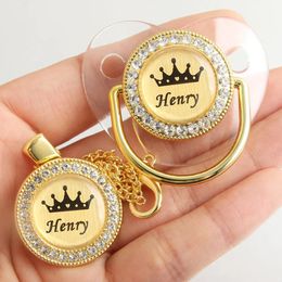 Personalised Crown Name Baby Pacifier Dummy With Chain Clip 240418