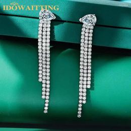 Dangle Earrings Luxury 5A Cubic Zirconia CZ 50mm Link Chain Tassel Drop Earring Geometric Waterdrop Stone Waterfall Charm Fashion Women