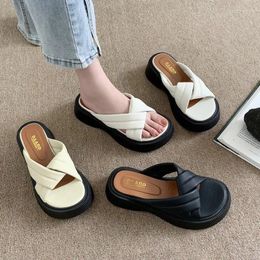 Slippers Sandals Flat Platform Women's Shoes Fat Feet Wide Summer Wear Soft And Comfortable