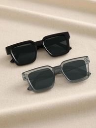 Sunglasses 2PCS Unisex Square Plastic Classic Fashion For Outdoor Vacation Summer Beach Party Accessories.