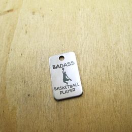 Pendant Necklaces 20pcs/lot-- Basketball Player Stainless Steel Charms Laser Engraved DIY Pendants