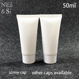 Storage Bottles 50ml White Plastic Soft Tube 50g Facial Cleanser Hand Cream Lotion Squeeze Empty Cosmetic Containers 50pcs