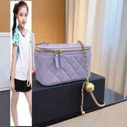 Kids Bags Luxury Brand CC Bag French Womens Gold Crush Ball Classic Mini Vanity Box Bags With Mirror Lambskin Metal Hardware Matelasse Chain Crossbody Shoulder Cosme