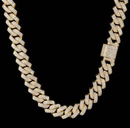 hiphop14mm diamond Cuban chain copper inlaid double row zircon hip hop bar men039s necklace jewelry3666047