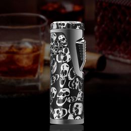 JOBON Torch Lighter Metal Double Flame Windproof Skull Cigarette Cigar Lighter