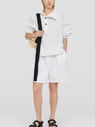Work Dresses Women's Solid Colour Suit 2024 Lace-Up O-Neck Half Sleeve Shirt Or Elastic Waist Drawstring Shorts Loose Midi Skirt Lady Set