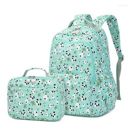 School Bags Cute Cartoon Panda Backpack For Girls Lunch Bag High Student 2pcs/set Lightweight And Waterproof Schoolbags