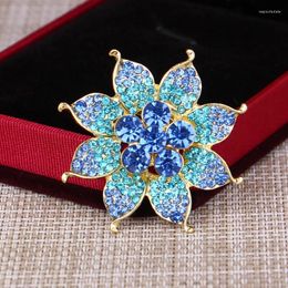 Brooches Colourful Floral Fashion Brooch Blue Rhinestone Corsage Feminine Sweater Cardigan Pin Button Needle Scarf Buckle Accessories