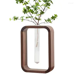 Vases Plant Propagation Station Wooden Frame Terrarium Transprent Glass Vase Holder Flower Stand Lover Gifts