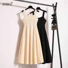 Casual Dresses EHQAXIN Women's Knitted Dress 2024 Spring Summer Tank Top Sling A-Line Sleeveless Ladies M-4XL