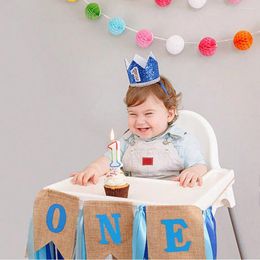 Party Decoration 1st BaBy Birthday Banner First Burlap For Boy Or Girl Highchair