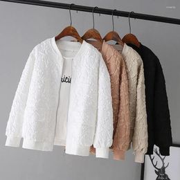 Women's Jackets Solid Colour Ladies Short Baseball Jacket Korean Spring Casual White Top Female Cardigan Zipper Fashion Coats