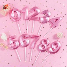 Party Supplies 0-9 Number Digital Candle Cake Decorations Romantic Blue Pink Candles Topper For Happy Birthday Decoration Baby Shower
