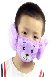 6style 2 Cartoon in 1 Bear Face Mask with Plush Earmuffs Thick and Warm Kids Mouth Masks Winter Mouthmuffle Gga366094257806