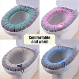 Toilet Seat Covers Cover Thicken With Handle Keep Warm Universal Soft Reusable Washable Bathroom Accessories Household Closestool Mat