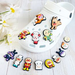 15colors japanese funny hero Anime charms wholesale childhood memories game funny gift cartoon charms shoe accessories pvc decoration buckle soft rubber clog