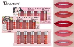 Teayason Makeup Mini Lip Gloss Sets for Women 5pcs set Matte Lipgloss Moisturiser Nutritious Natural Case Liquid lipstick3434176