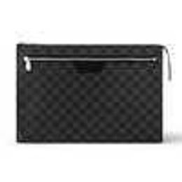 Kids Bags Luxury Brand Men's Bag Pochette 24H Black Classic Office Elegant Checkerboard Handbag File Pack N40481